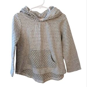 Cat & Jack Girls Cotton Gray Striped Hoodie with Dotted Accents Size 5T